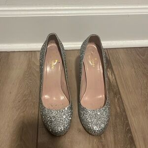 Kate Spade Silver Sparkly Heels Size 8